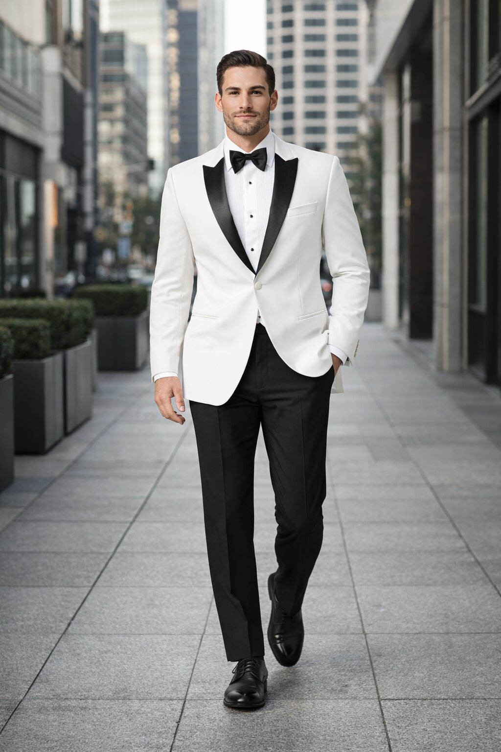 Mens Designer Franklin Wedding - Prom Tuxedo in White