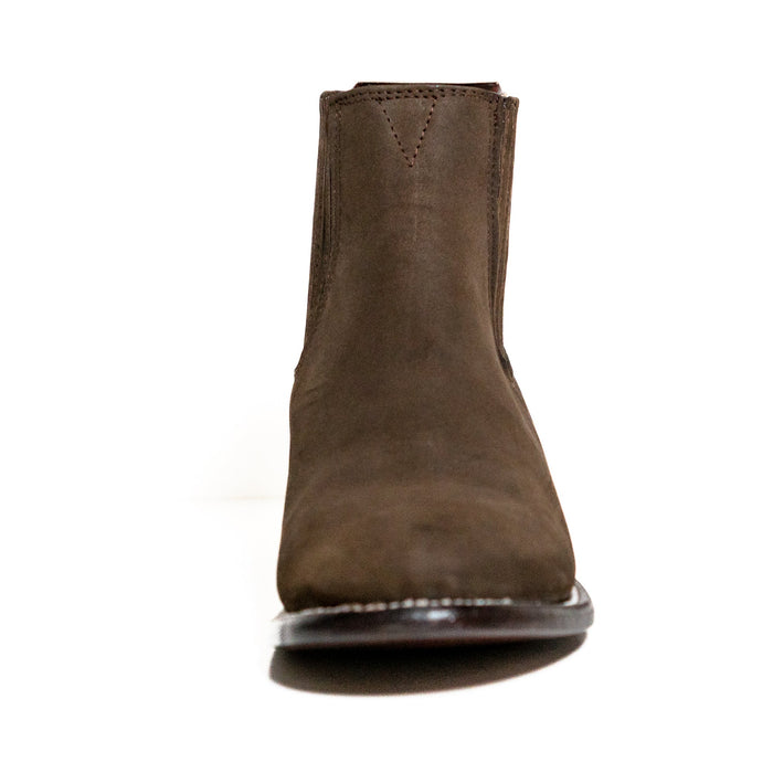 Los Altos Men's Toe Charro Short Boots Oval Nobuck Dark Tabacco - Nobuck Dark Tabacco