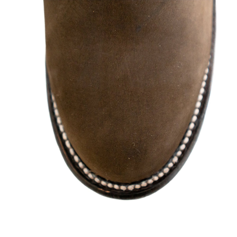Los Altos Men's Toe Charro Short Boots Oval Nobuck Dark Tabacco - Nobuck Dark Tabacco