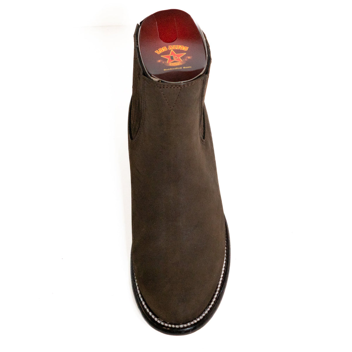 Los Altos Men's Toe Charro Short Boots Oval Nobuck Dark Tabacco - Nobuck Dark Tabacco