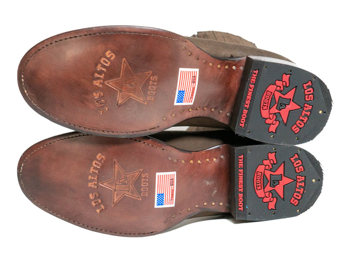 Los Altos Men's Toe Charro Short Boots Oval Nobuck Dark Tabacco - Nobuck Dark Tabacco
