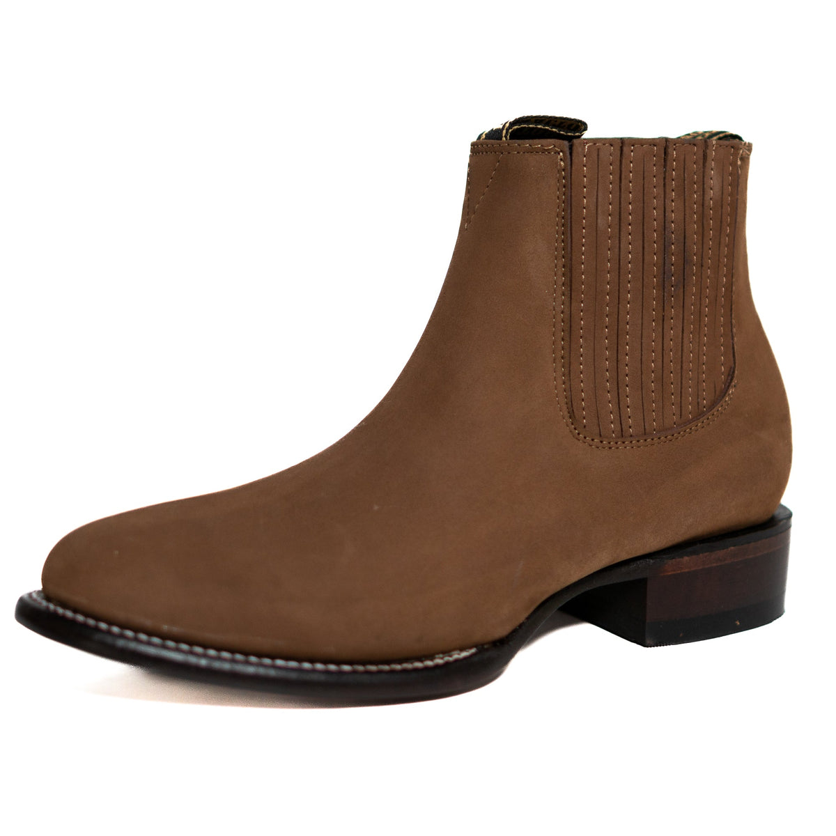 Los Altos Men's Toe Charro Short Boots Oval Nobuck Taupe - Nobuck Taupe