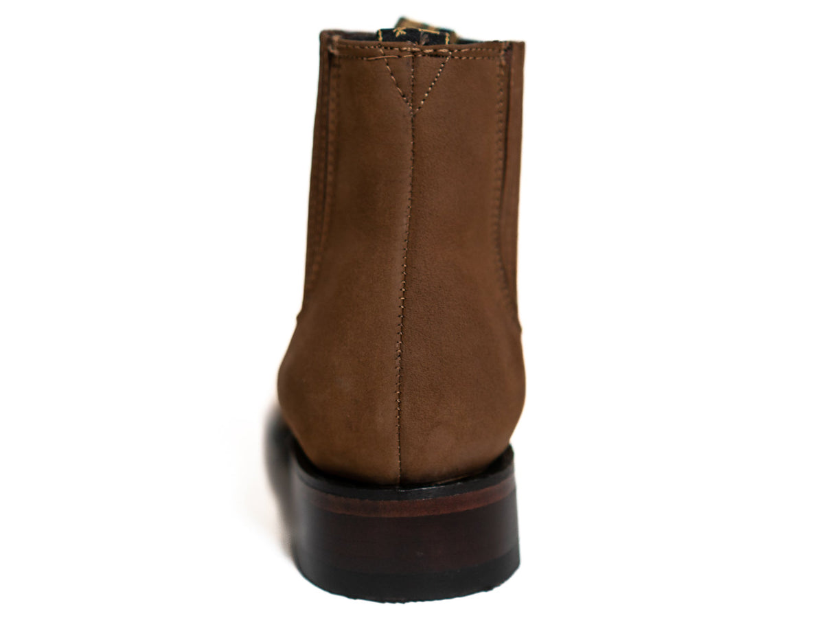 Los Altos Men's Toe Charro Short Boots Oval Nobuck Taupe - Nobuck Taupe