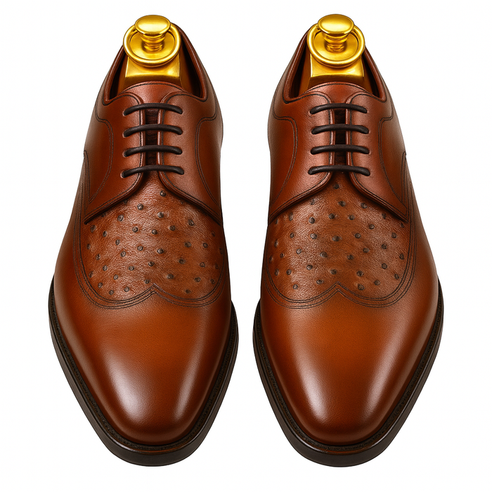 Carrucci Ostrich Embossed Cap Toe Single Monk Strap