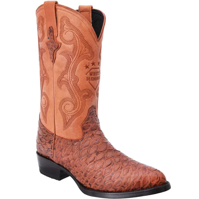 Mens White Diamond Boot Anteater Print Western Boots J-Toe