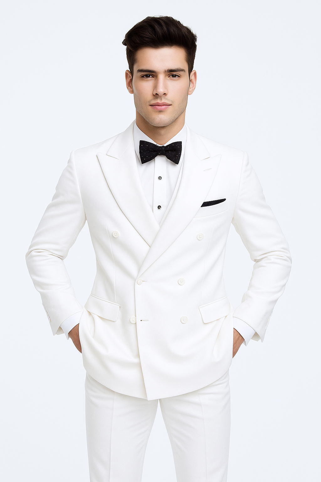 Mens Colonel Sanders White Double Breasted Suit Chest Pocket Costume