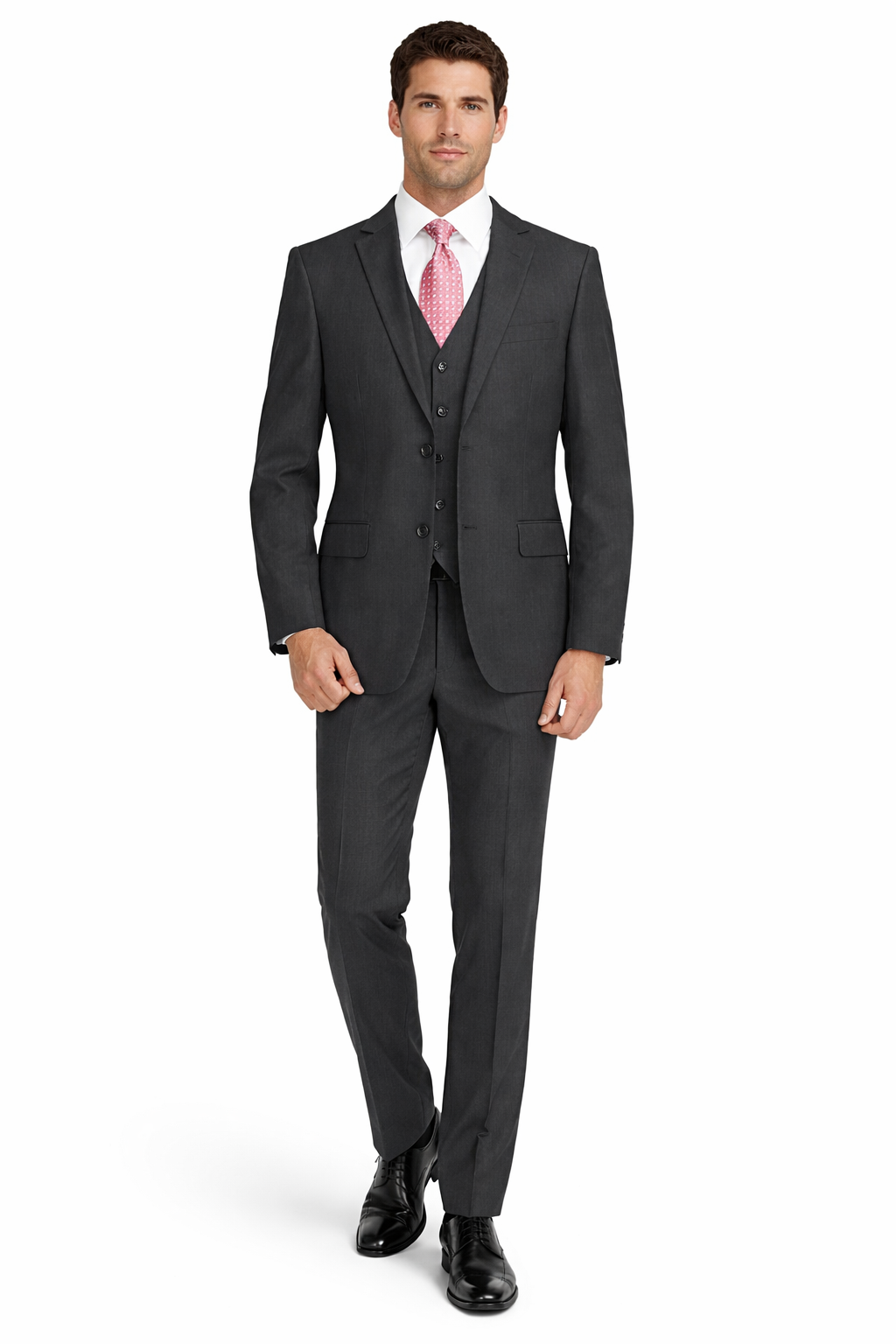 Mens Charcoal Mantoni Suit – Classic 3 Piece Dark Grey Suit for Business, Wedding and Formal Wear