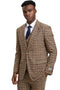 Stacy Adams men's modern fit houndstooth glen plaid suit in camel green. Structured blazer, matching vest & trousers. Woven fabric with large houndstooth/glen plaid pattern in camel/green tones. Two-button closure, notch lapel.
