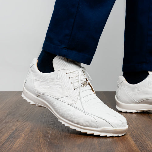 Marco_Di_Milano Crater White Leather Luxury Shoe