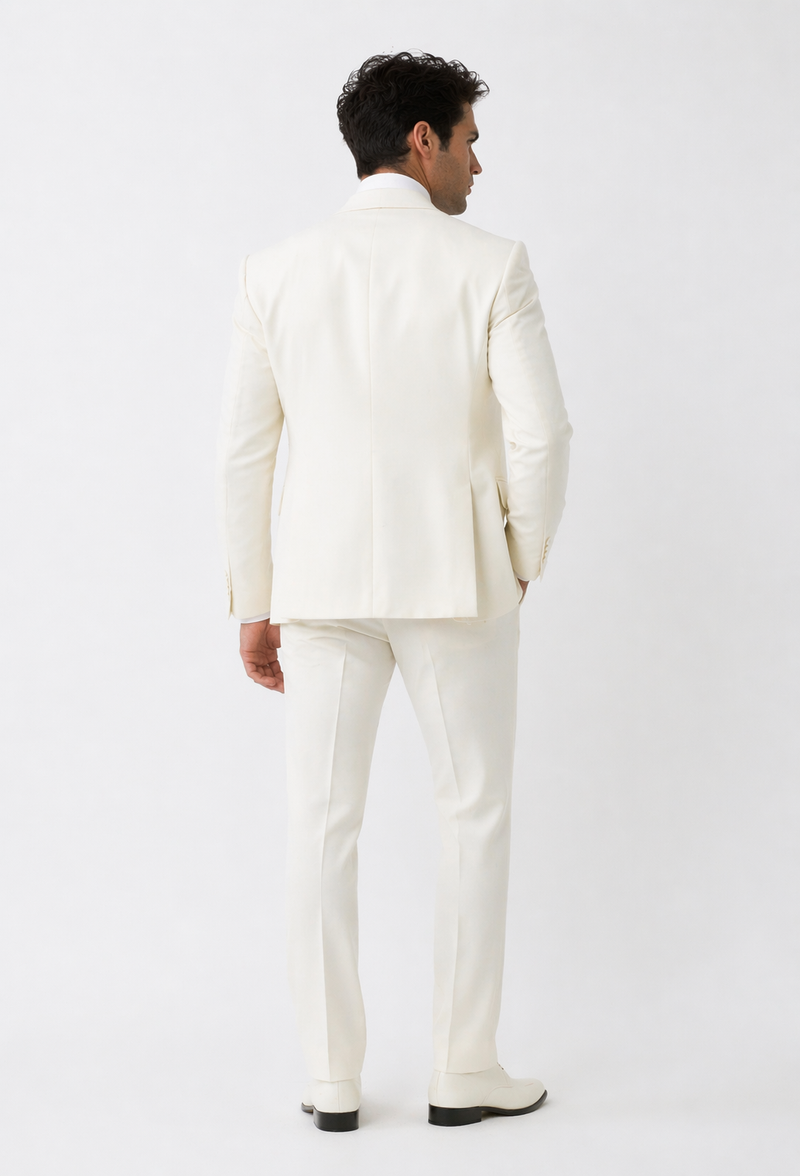 Cream Suit - Ivory Tuxedo - Off White Paisley Suit - Floral Tuxedo - Wedding Tuxedo