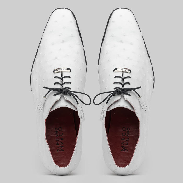 Marco Di Milano Criss Ostrich Quill Dress Oxfords White