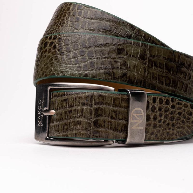 Marco Di Milano Riccardo Belt - Rustic Olive Leather Loafers