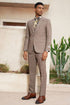 "Mens Stacy Adams Suit - Stacy Adams Men's Windowpane Plaid Suit with Reversible Vest - Light Brown"