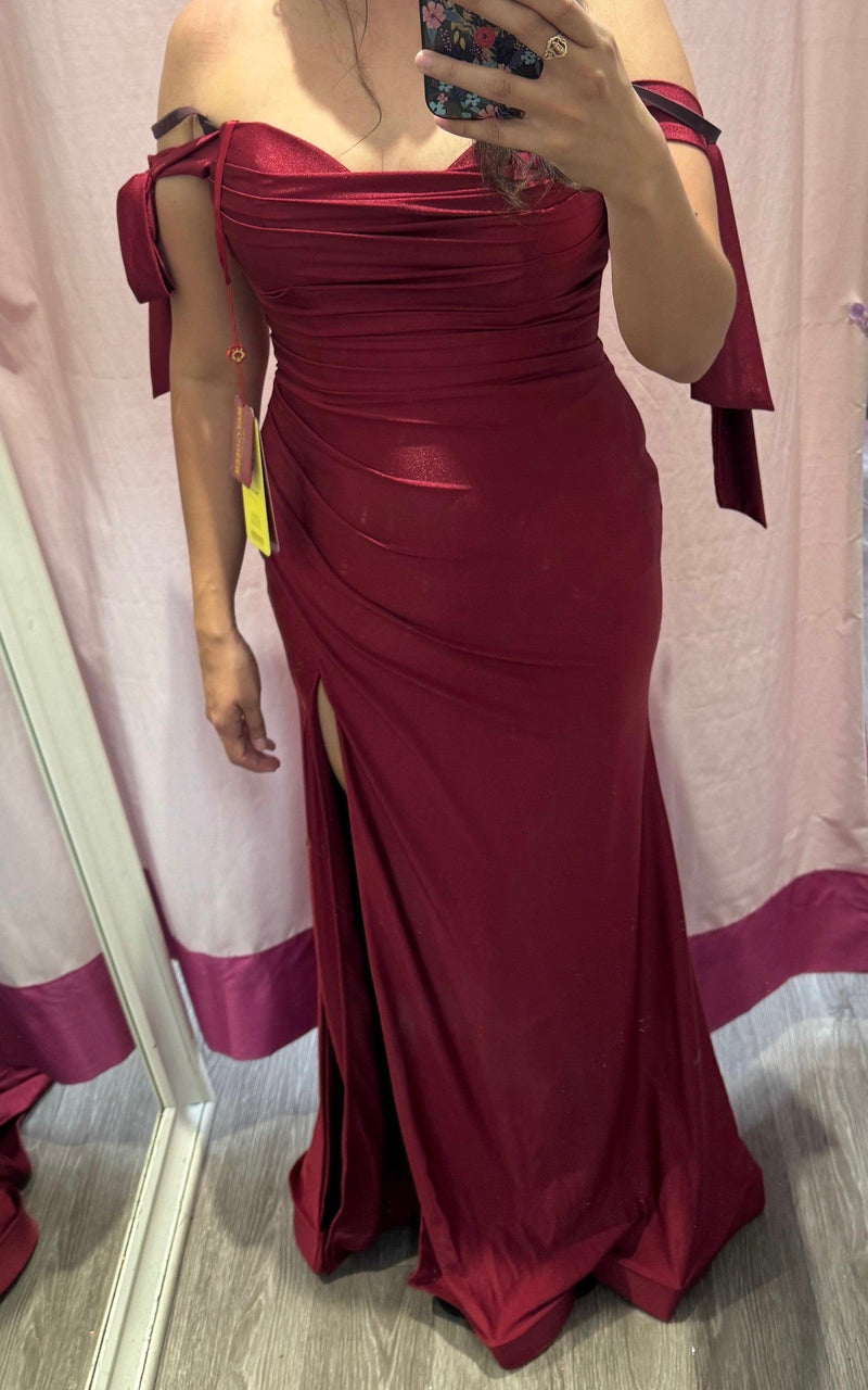 Stretchy Ruched Off The Shoulder Prom Dress