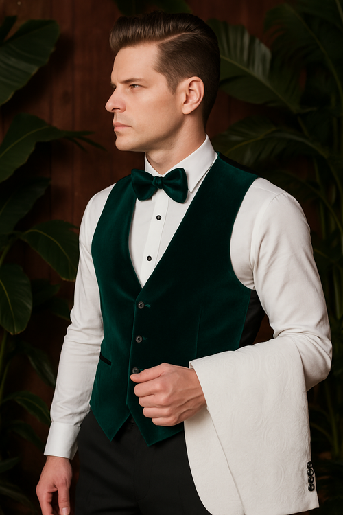 Mens Green and White Suits Tuxedos
