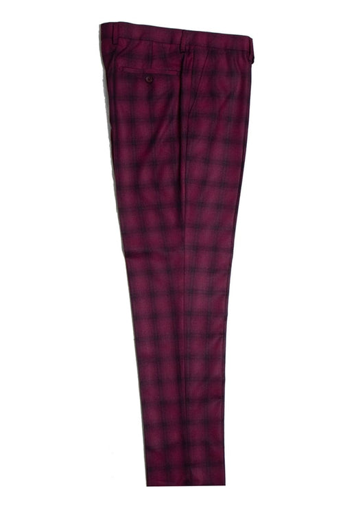Mens Stacy Adams Suit - Stacy Adams Suit Men's Bold Windowpane Plaid Vested Suit - Burgundy
