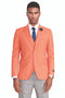 "Orange Men's Summer Suit with Two Button Vest Plaid Pants"