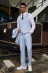 Mens Stacy Adams Suit -Stacy Adams Men's Modern Vested Suit - Light Blue Pinstripe