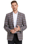 "Double Windowpane Men's Business Casual Sport Coat - Dark Camel Bronze"