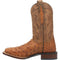 Dan Post Alamosa boots: Men's full quill ostrich leather. Square toe, tan color. Decorative stitched shaft, reinforced back, and standard heel.
