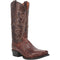 Dan Post Men's Stalker boots: Genuine caiman belly leather. Brown, textured shaft with decorative stitching. Square toe design for a sturdy appearance and a slightly elevated heel.
