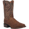 Dan Post Men's Bayou caiman belly boots. Brown textured leather with square toe. Intricate stitched shaft, short block heel. Sturdy caiman leather construction.
