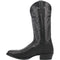 Dan Post Winston men's boots: Genuine lizard leather with a sleek, black design and elongated silhouette. Features a round toe, intricate stitching, and a low block heel.
