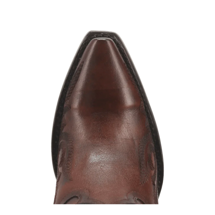 Dan Post Seductress boots: Women's tall boots in chestnut brown leather. Snip toe design with embossed side detailing. Stylish and durable.
