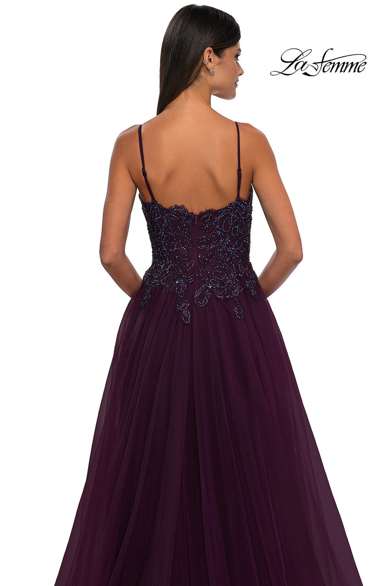 La Femme 32646 Lace Applique Sleeveless Prom Gown