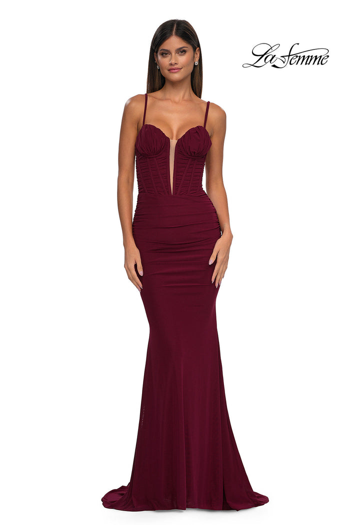 La Femme 32642 Sleeveless Net Jersey Prom Gown
