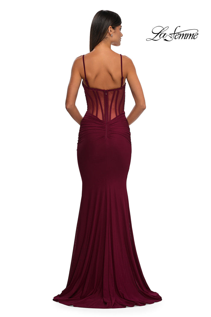 La Femme 32642 Sleeveless Net Jersey Prom Gown