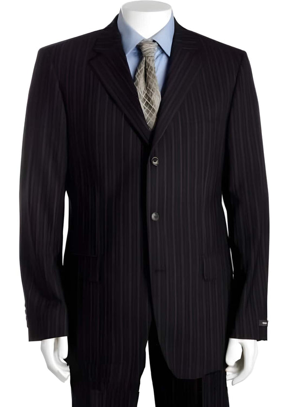 Dark Color Black & Gray Multi Mini Three Buttons Superior Fabric 120'S Wool Fabric Pinstripe Suits For Men