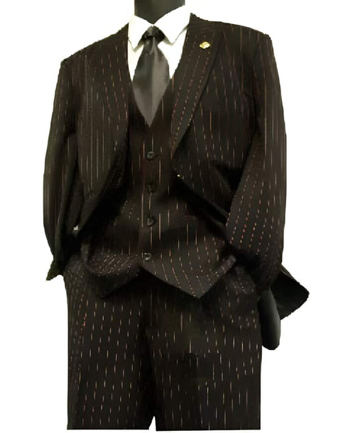 Black With Red Pinstripe Suit