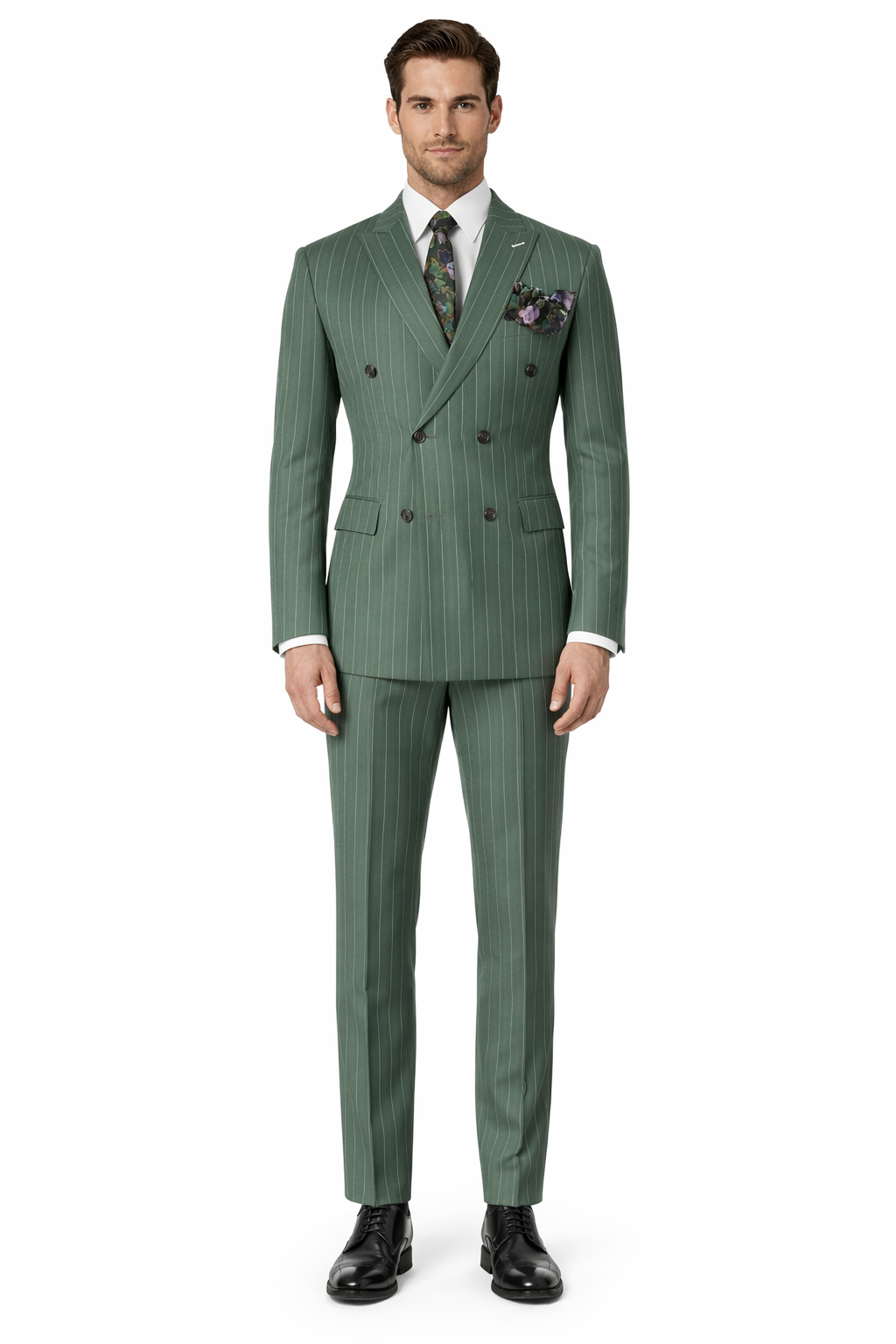 Dark Green Pinstripe Suit - Green Stripe Suit
