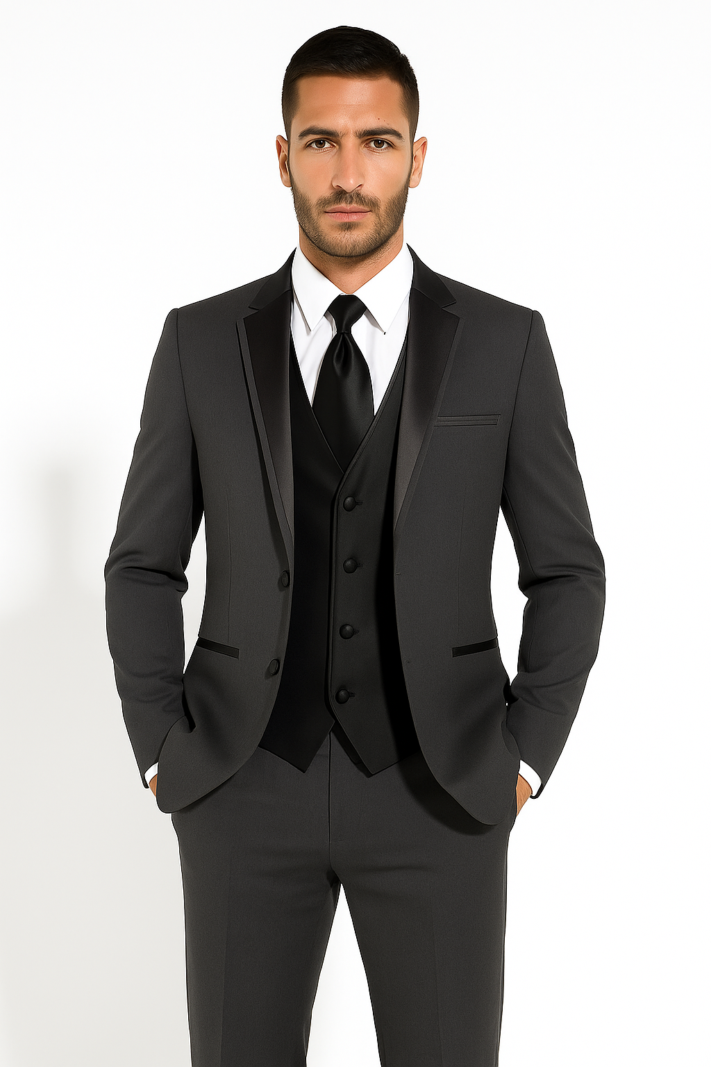 Dark Grey Tuxedo  - Mens Dark Gray Tuxedo