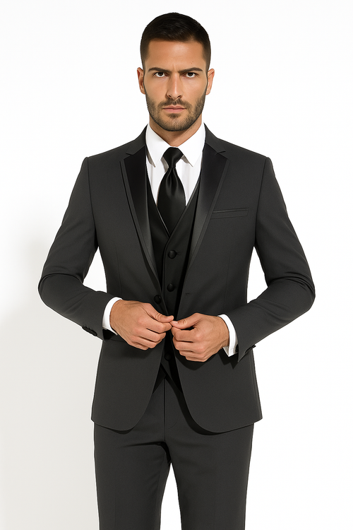Dark Grey Tuxedo  - Mens Dark Gray Tuxedo