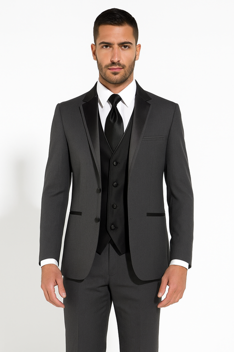 Dark Grey Tuxedo  - Mens Dark Gray Tuxedo