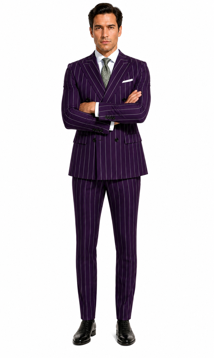 Dark Purple Pinstripe Suit - Gangster Suit - 1920's Suit