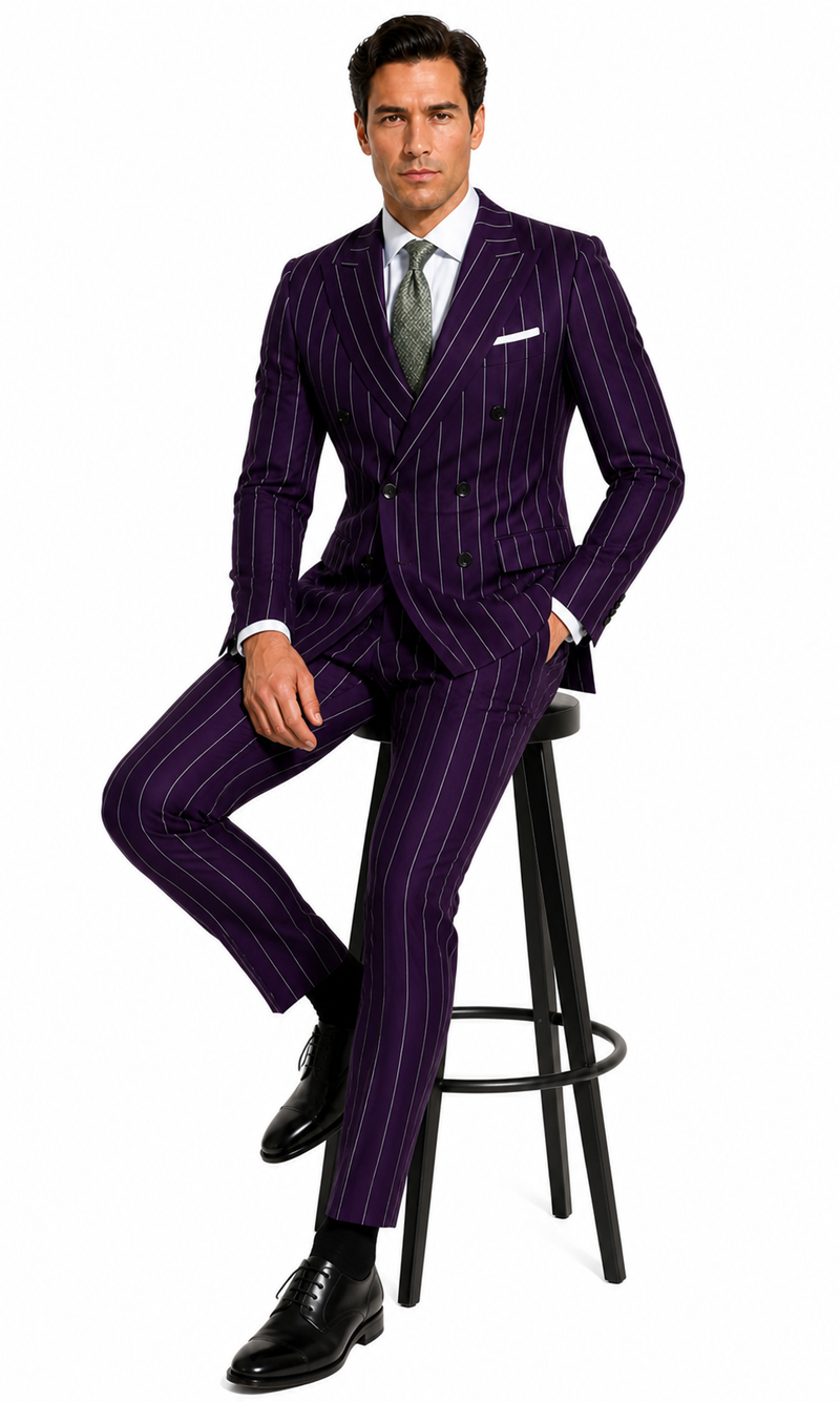Dark Purple Pinstripe Suit - Gangster Suit - 1920's Suit