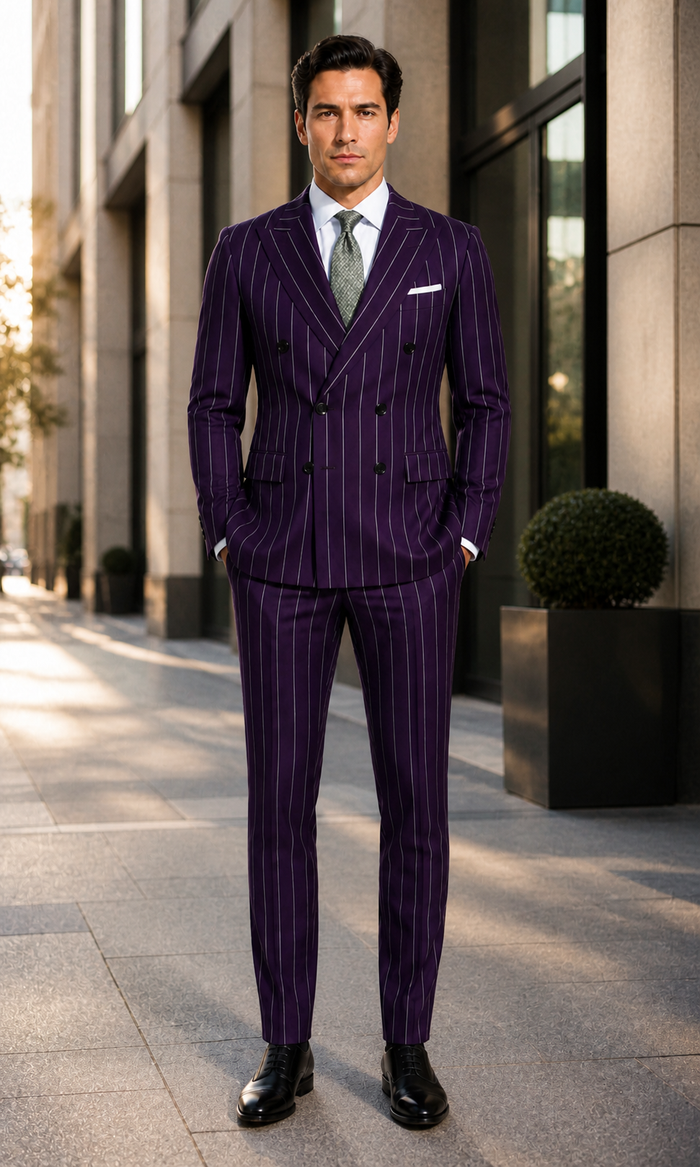 Dark Purple Pinstripe Suit - Gangster Suit - 1920's Suit