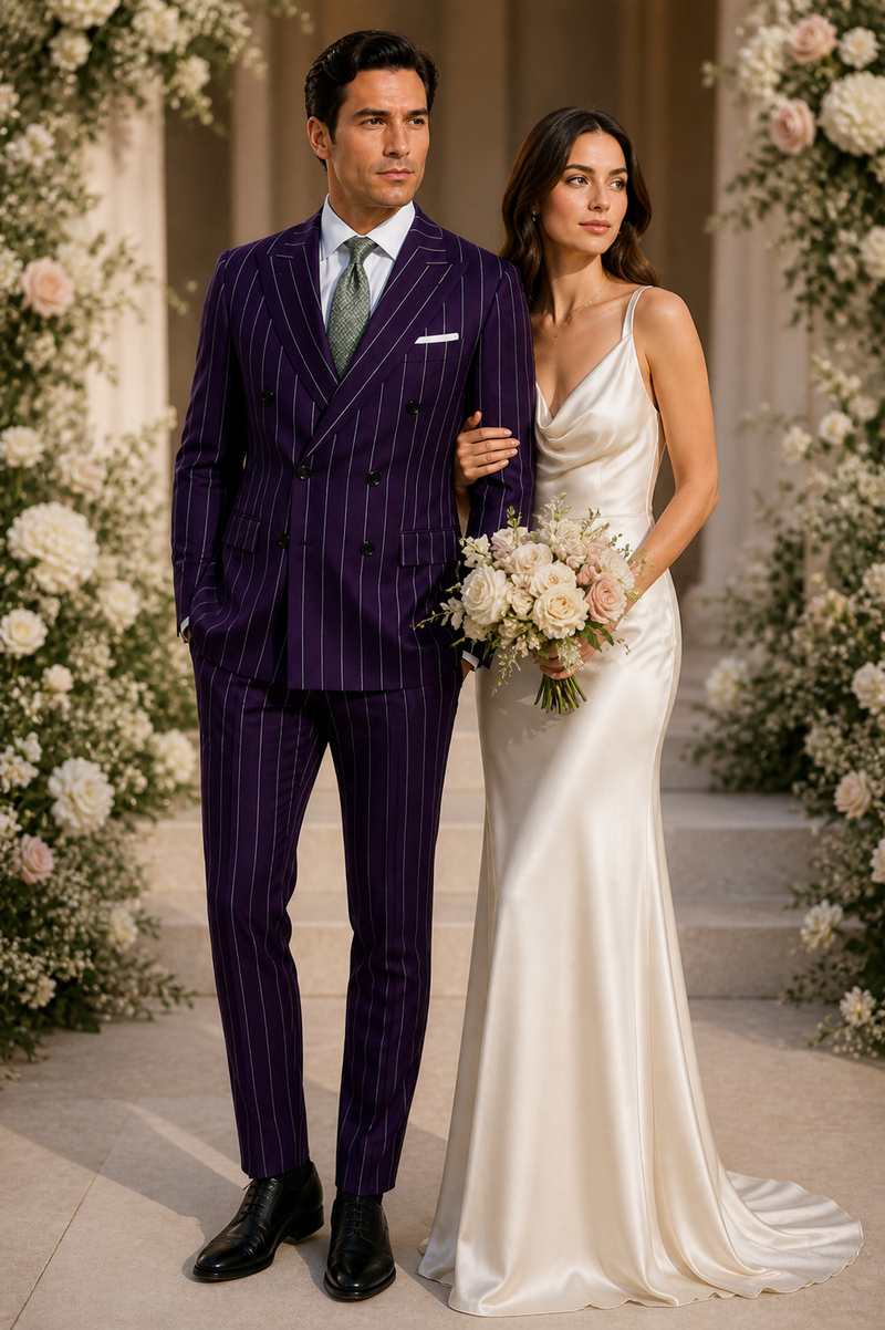 Dark Purple Pinstripe Suit - Gangster Suit - 1920's Suit