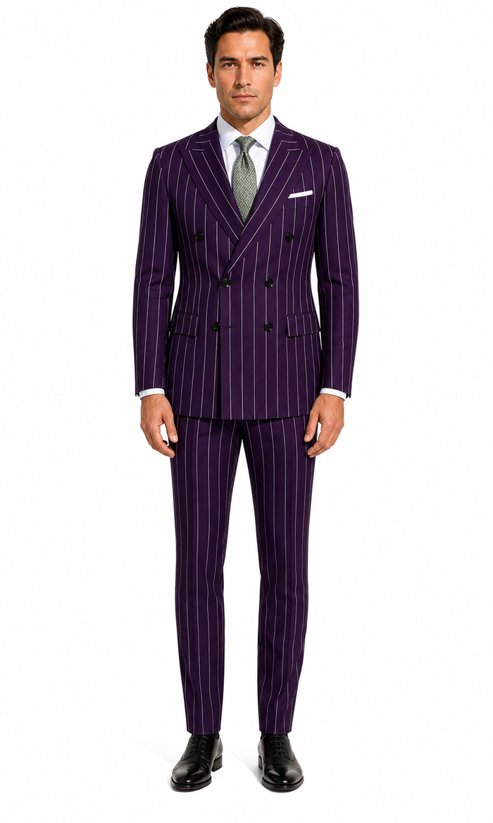 Dark Purple Pinstripe Suit - Gangster Suit - 1920's Suit