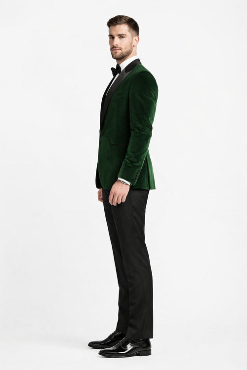 Mens Designer Velvet Tuxedo Jacket in Hunter Green