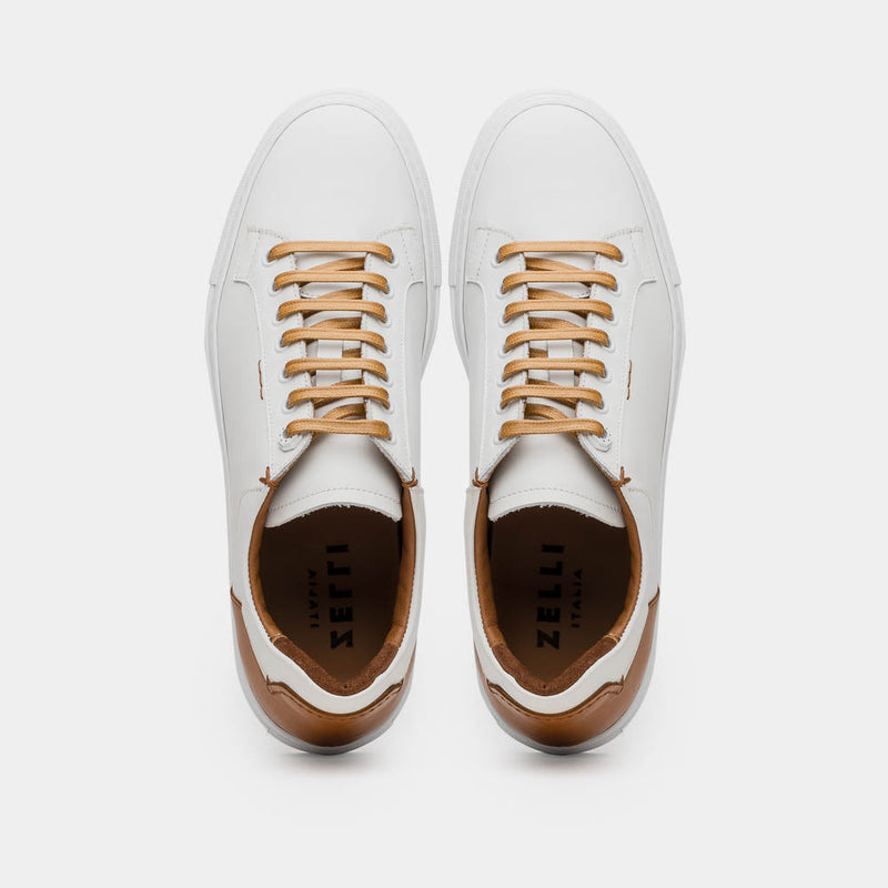 Zelli Diaz Minimalist Rubberized Calfskin Sneaker in Matte White