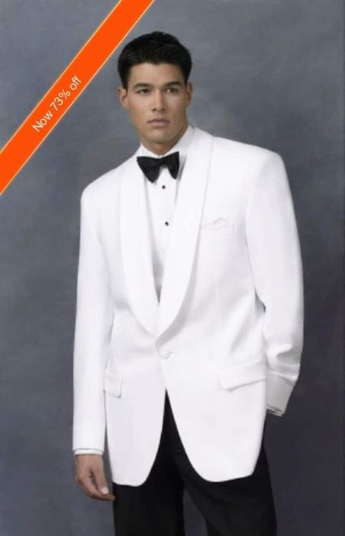 Mens White Dinner Jacket Dinner Jacket in White Shawl Collar Single Buttons + Free Bowtie Off White Wedding Suits For Men For Sale