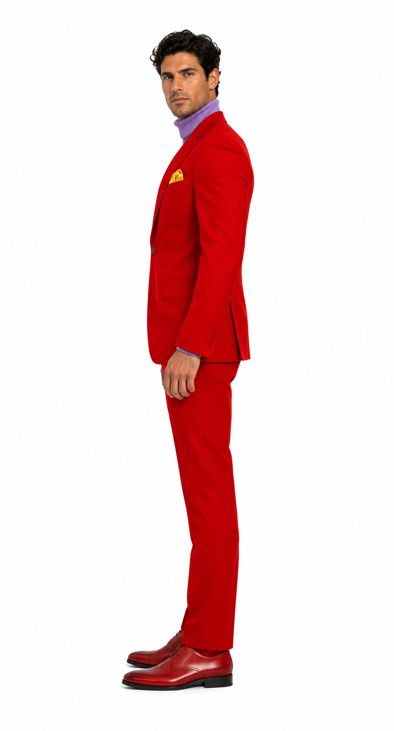 Discounted Jacket and Pants 2 Button Cheap Priced Business Suits Clearance Sale Hot Mens Red Suit