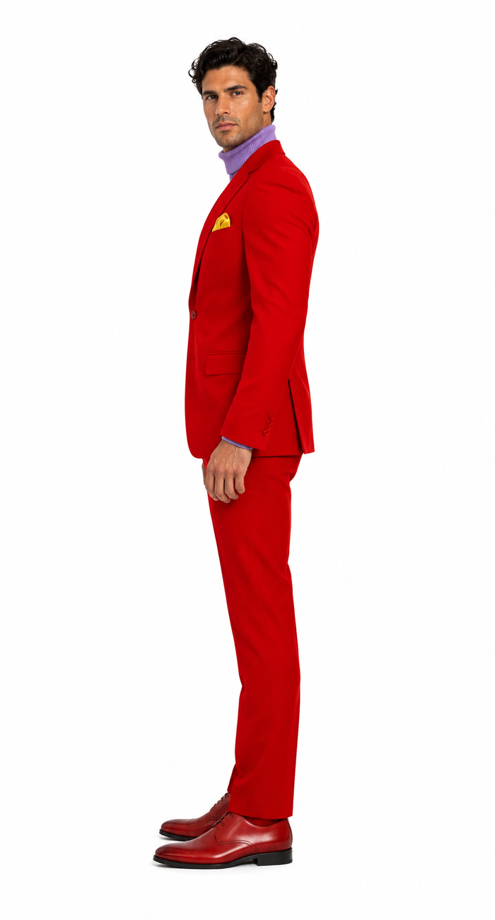Discounted Jacket and Pants 2 Button Cheap Priced Business Suits Clearance Sale Hot Mens Red Suit
