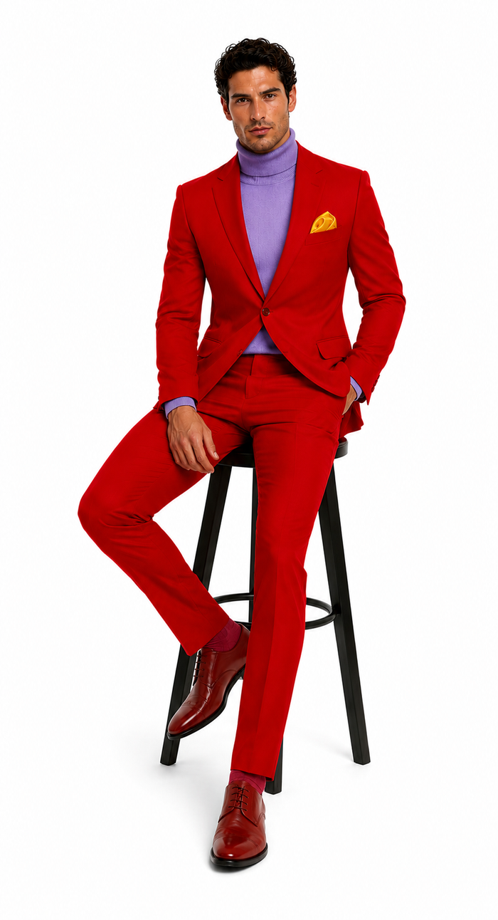Discounted Jacket and Pants 2 Button Cheap Priced Business Suits Clearance Sale Hot Mens Red Suit