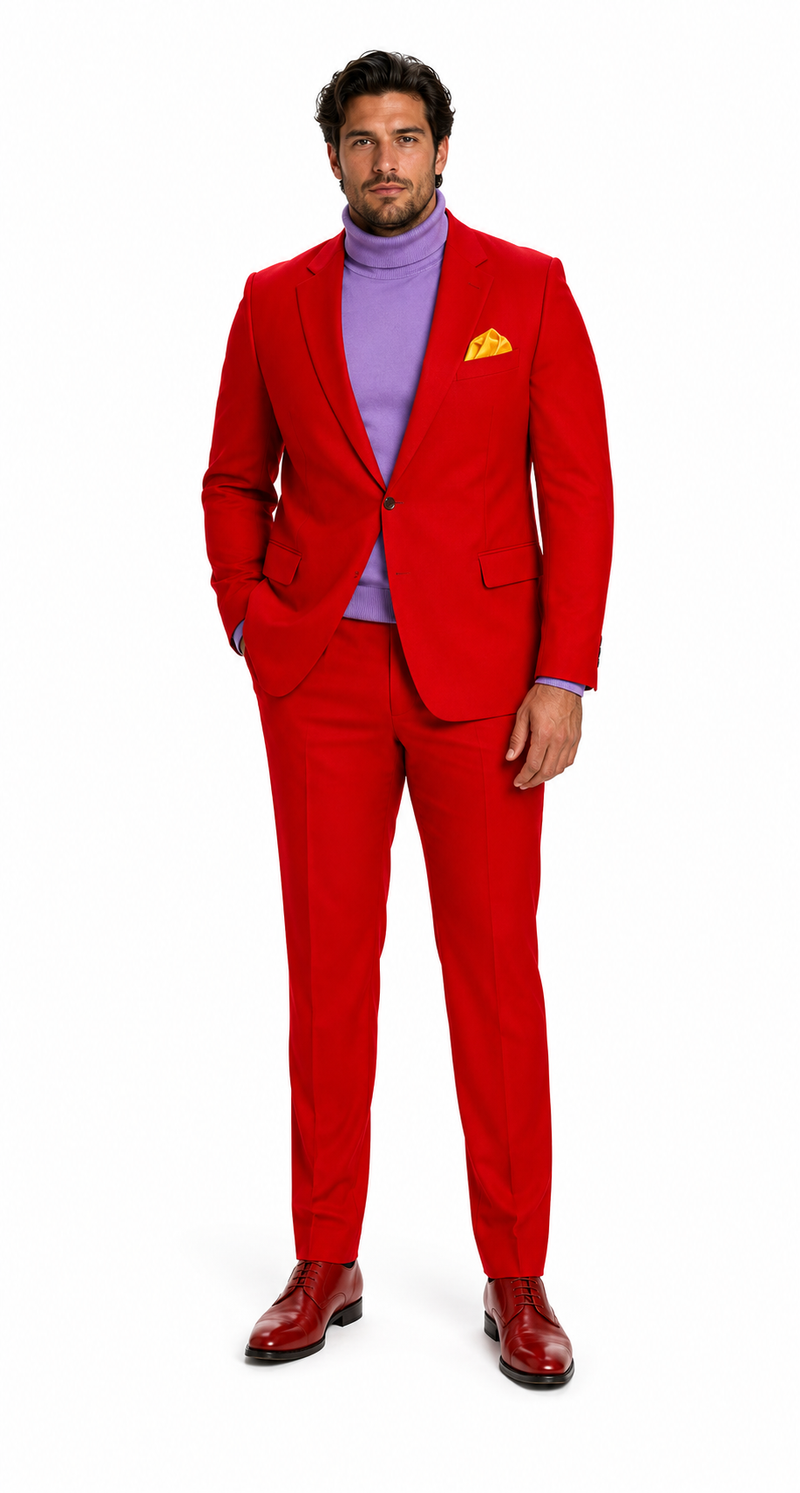 Discounted Jacket and Pants 2 Button Cheap Priced Business Suits Clearance Sale Hot Mens Red Suit