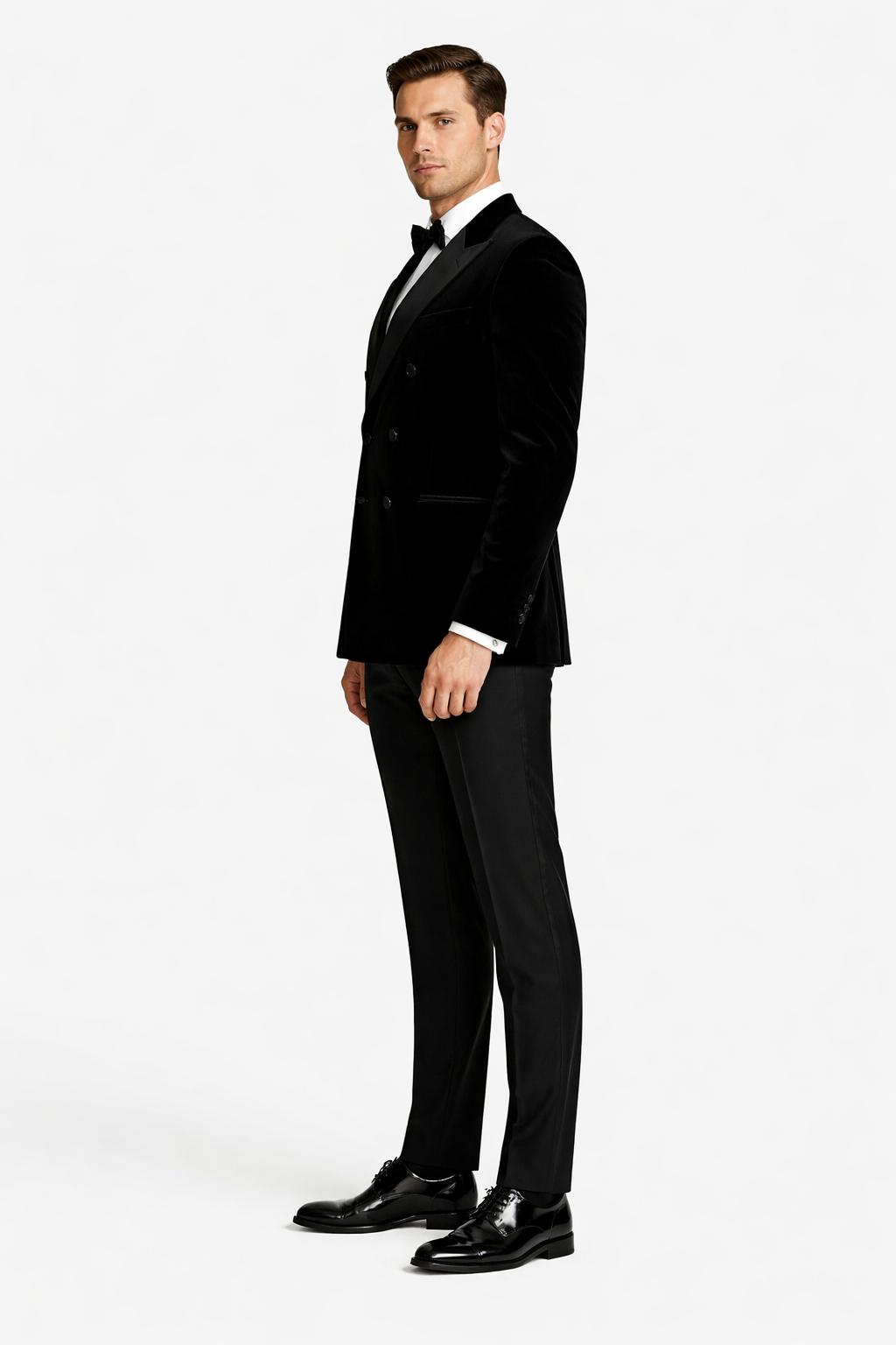 Double Breasted Black Velvet Blazer